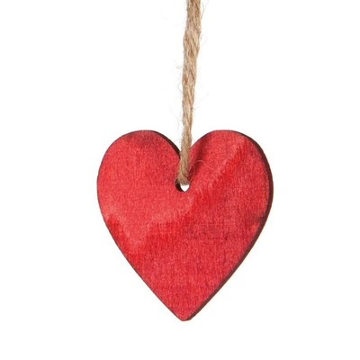 WOOD HEART CARD RED 4 CM