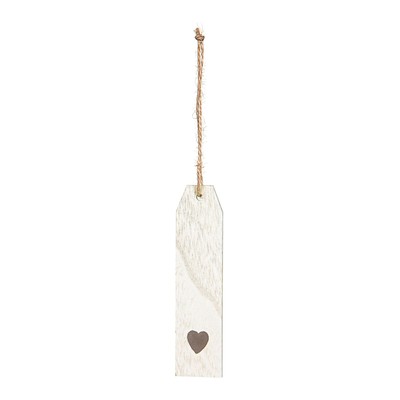 WOOD TAG HEART WHITE