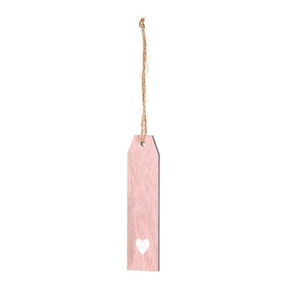 WOOD TAG HEART PINK