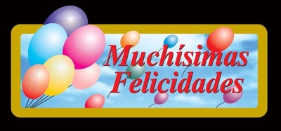 ETIQUETA FELICIDADES GLOBOS 55X24