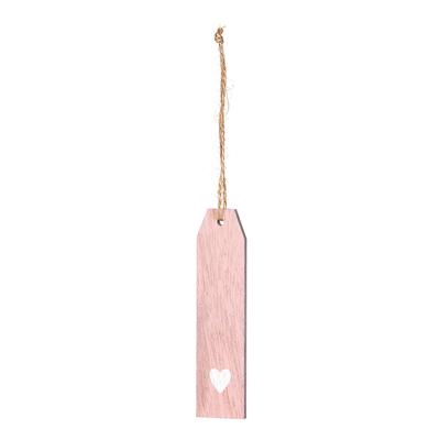 WOOD TAG W/HEART PINK (PACK DE 6 UN.)