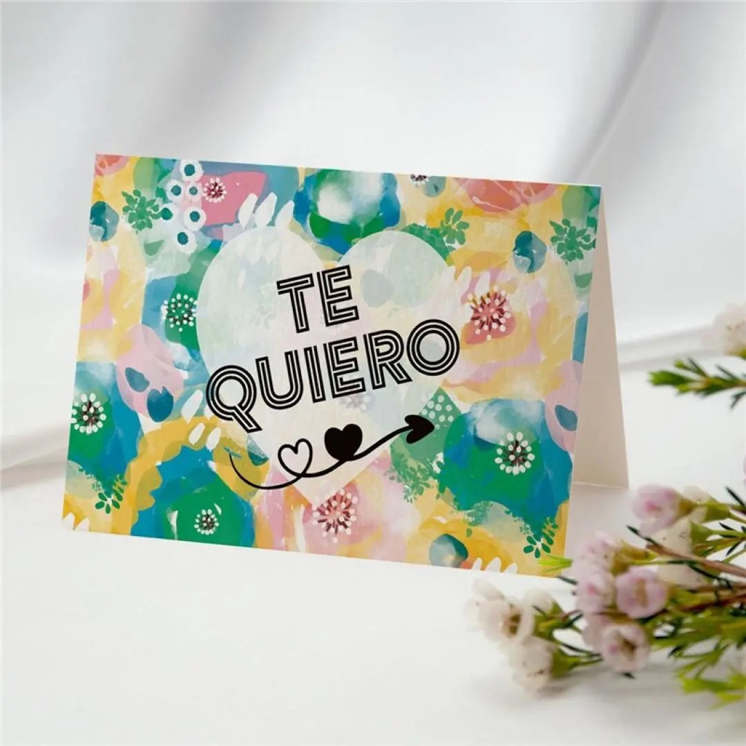 TARJETAS HM TE QUIERO (FONDO DE COLORINES)